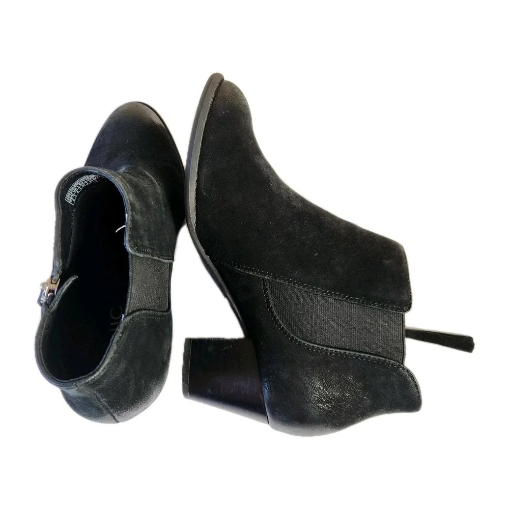 Vionic Womens Anne Ankle Boots Size 6 Wide Black‎ Suede Snake Print Bootie Shoes